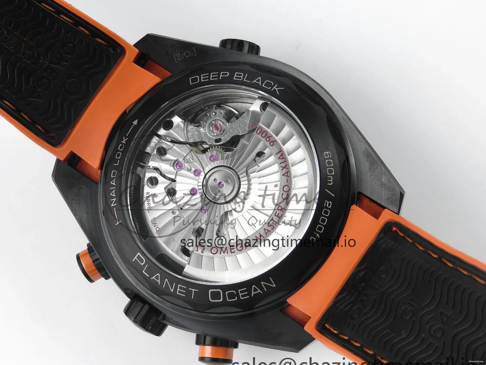 0520 Attractive Planet Ocean Master Chronometer 600M 45.5mm SCF 1:1 Best Edition Black Orange Bezel Black Dial on Black Rubber Strap A9900 Super Clone 7668